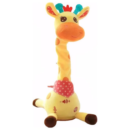 Interactive giraffe plush toy with flashing LED lights, a soft and engaging dancing toy for kids