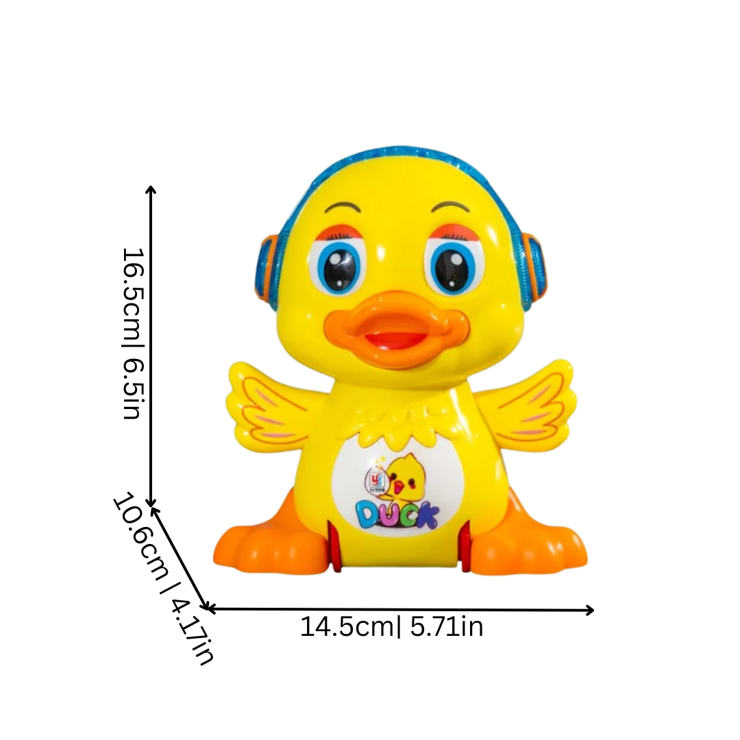 Battery-operated dancing duck toy, a musical and light-up children's gift for endless fun.