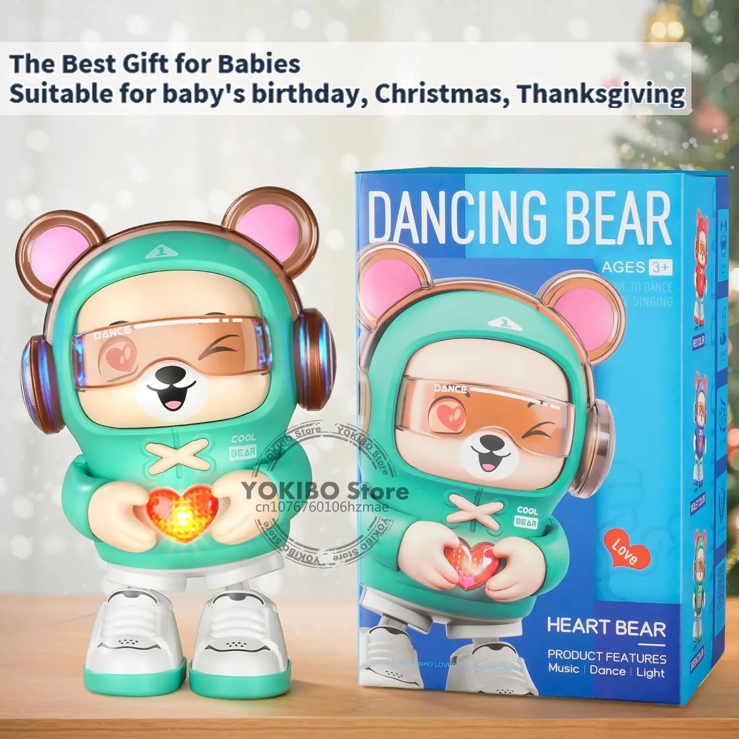Detail view of the interactive robot dog toy's features, a stimulating toy for infants