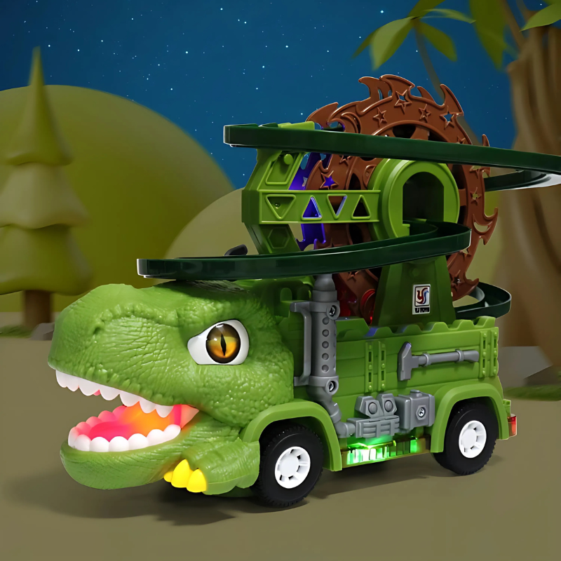 Interactive Dino Track Toy with lights & sounds, fostering creative play for kids