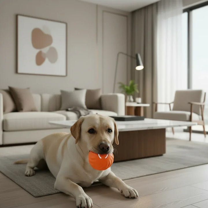 Interactive dog bouncing ball, rechargeable pet play toy for active dogs & mental enrichment.