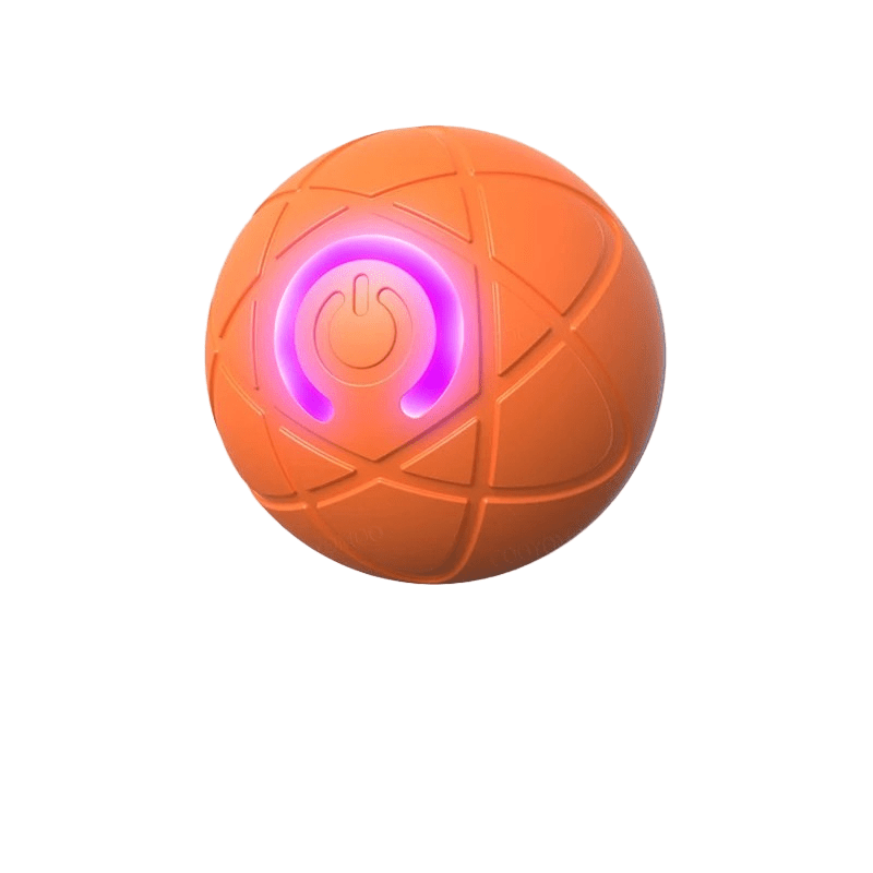 Close-up of the charging port on an interactive dog bouncing ball, a smart pet play device.