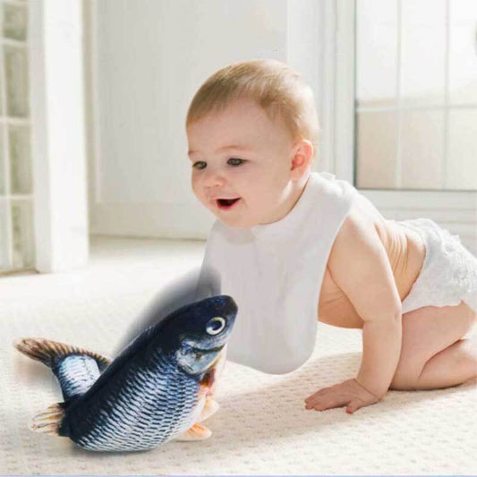 Interactive Electric Flopping Fish Toy for cats, realistic plush, USB rechargeable