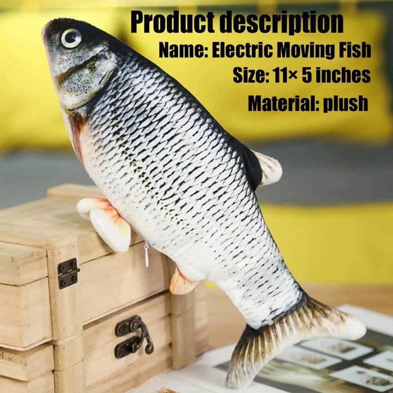 Flopping fish cat toy, motion activated, pet playtime, engaging electric plush fun