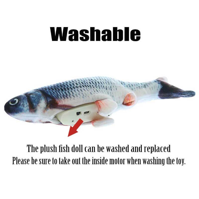 Pet activity toy, flopping fish design, interactive and USB rechargeable for endless fun