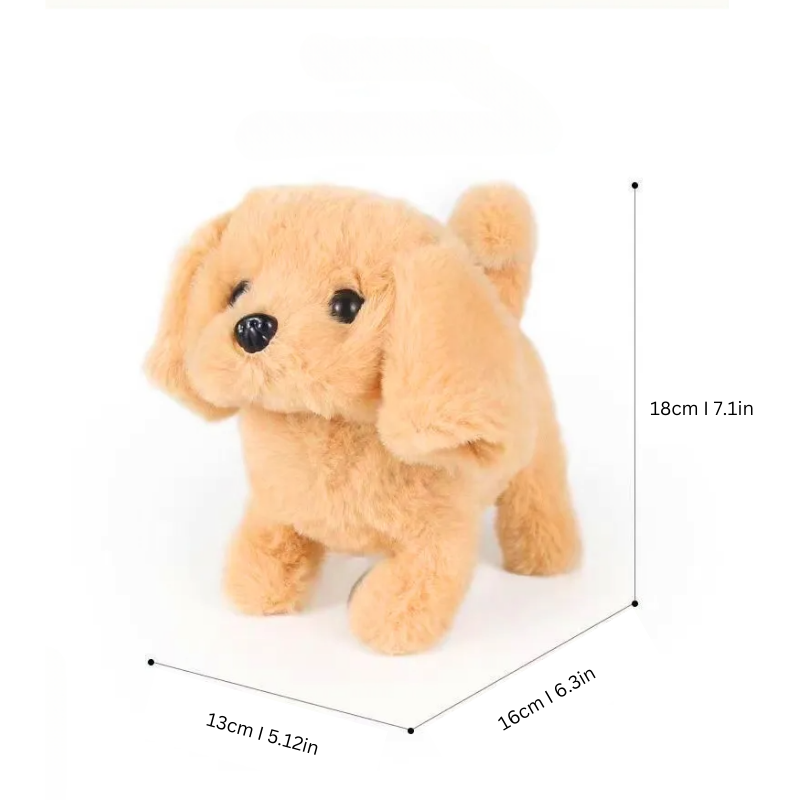 Toddler playing with an interactive electronic pet dog, a fun robot puppy learning toy