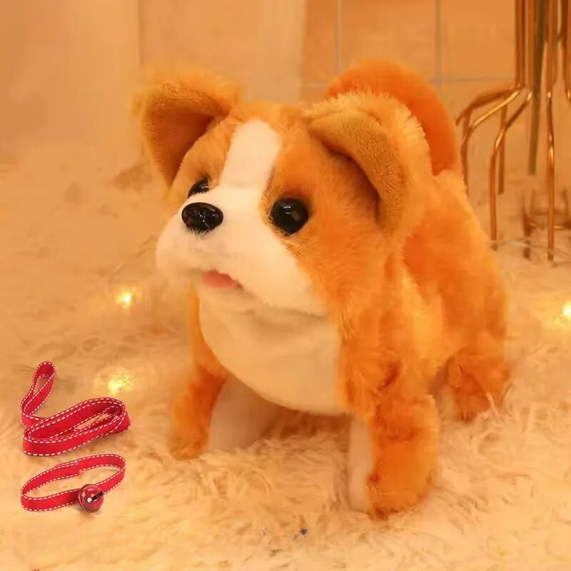 Close-up of a kids' interactive electronic pet dog toy, perfect for playtime & development