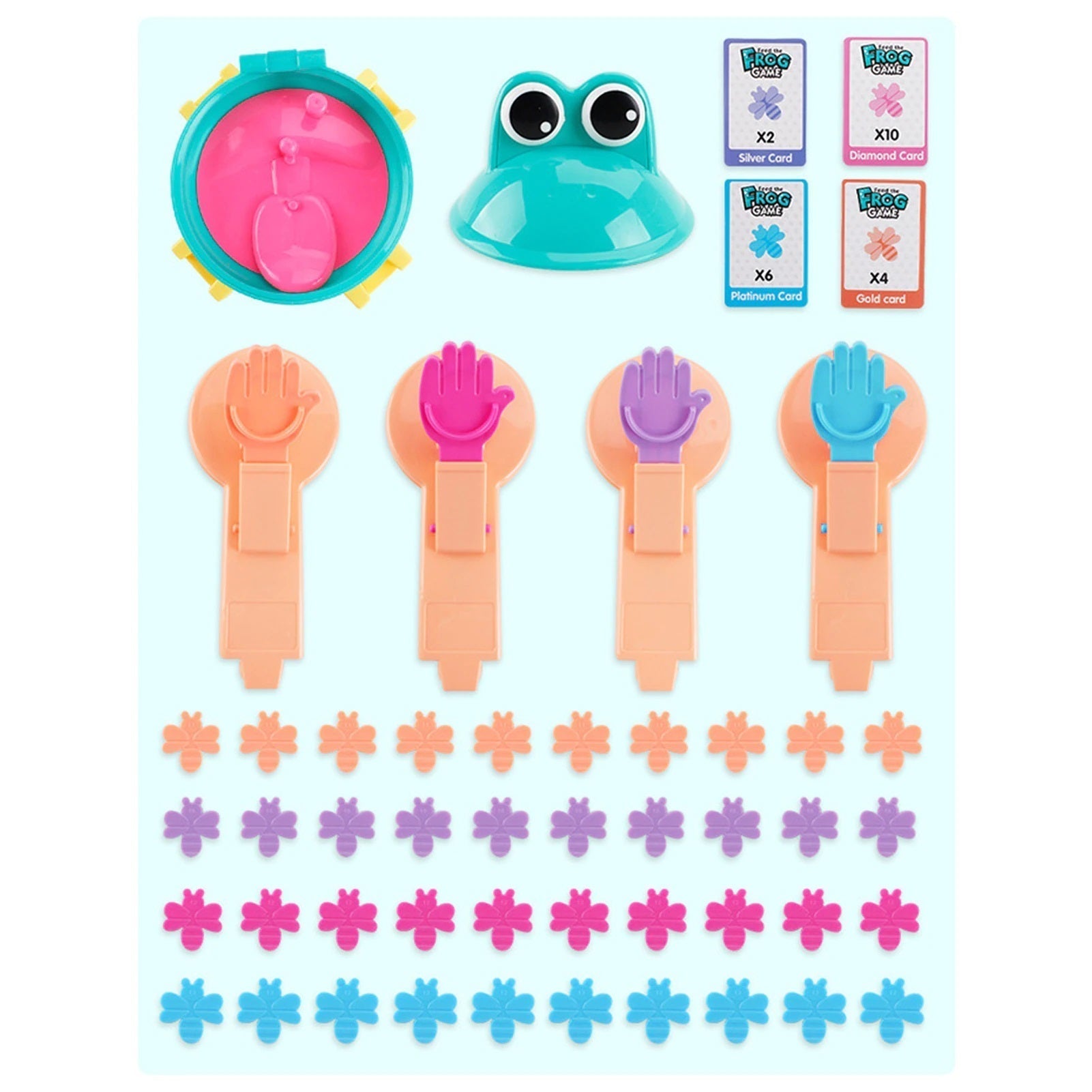 Kids playing with interactive frog feeding board game, plastic, 3+ years, indoor play