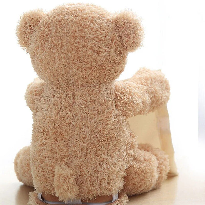 Kids' interactive hide & seek plush bear. Engaging stuffed animal for toddlers, promoting fun and imaginative play.