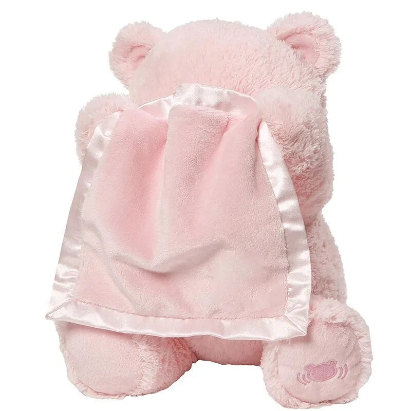 Engaging interactive hide & seek bear, a soft plush toy and educational children's play companion for kids.