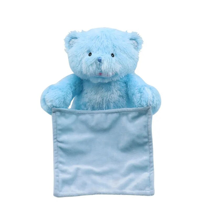 Delightful interactive hide & seek bear, a soft plush toy for imaginative play and development in kids & toddlers.