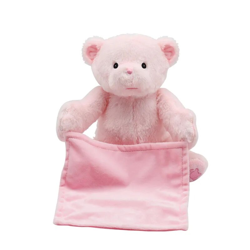 Interactive hide & seek plush bear, a cuddly soft toy and engaging stuffed animal for toddlers & children.