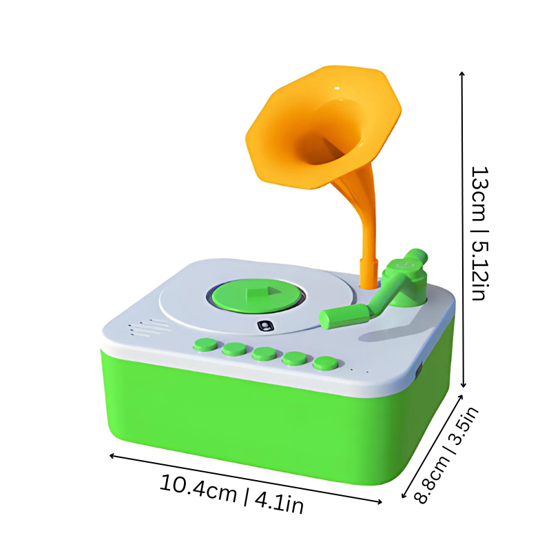 Children's interactive storyteller gramophone, a music toy and learning toy for preschool kids