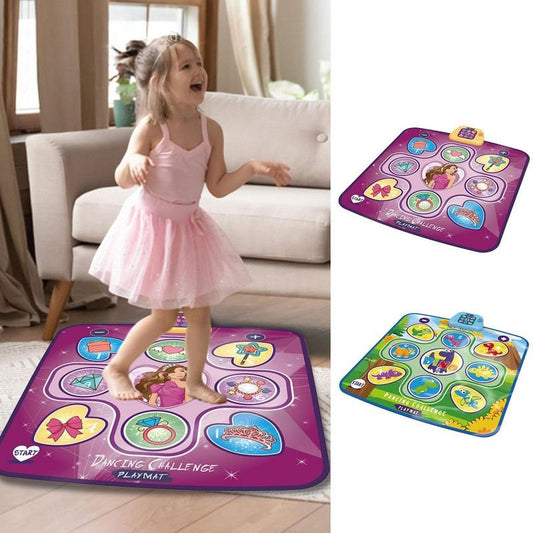 Interactive light-up dance mat for kids with colorful squares & musical notes, active play toy