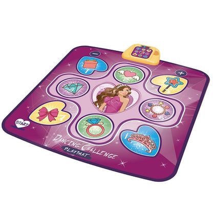 Family enjoying active play on an interactive light-up dance mat, a great kids toy