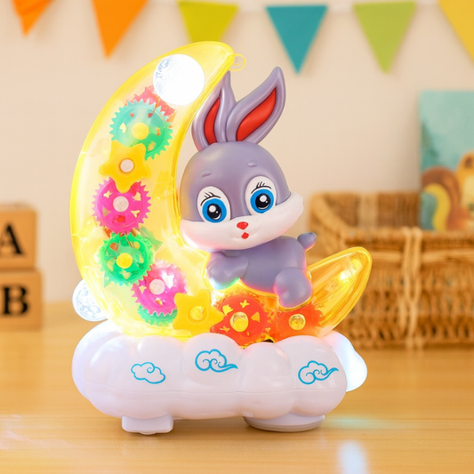 Interactive light-up dancing bunny toy for kids, a fun musical toddler developmental toy.