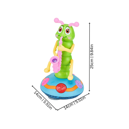 Bright orange electronic crawling crab toy for babies, an educational musical toy for active play and learning.
