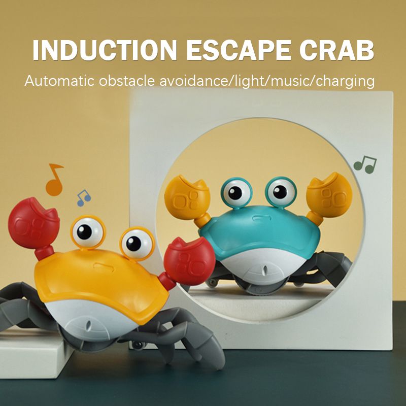 Educational sensory baby toy: a musical crawling crab with built-in lights