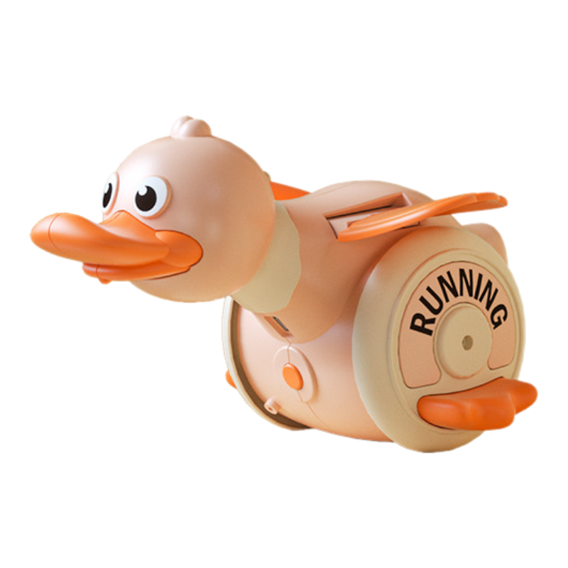 Interactive yellow duck toy with musical notes and lights, perfect baby gift to stimulate crawling and development