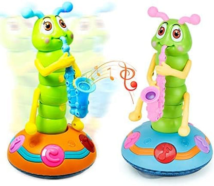 Interactive musical dancing caterpillar toy for toddlers, promotes rhythm and fine motor skills.