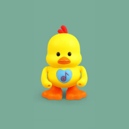 Interactive musical dancing duck toy with LED lights for kids, stimulating sensory play and learning
