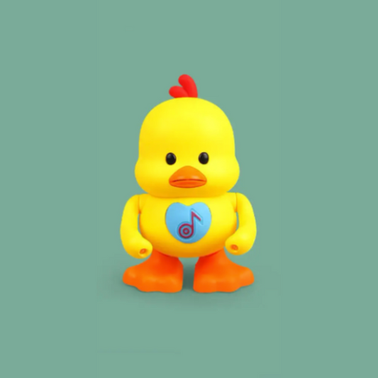 Interactive musical dancing duck toy with LED lights for kids, stimulating sensory play and learning