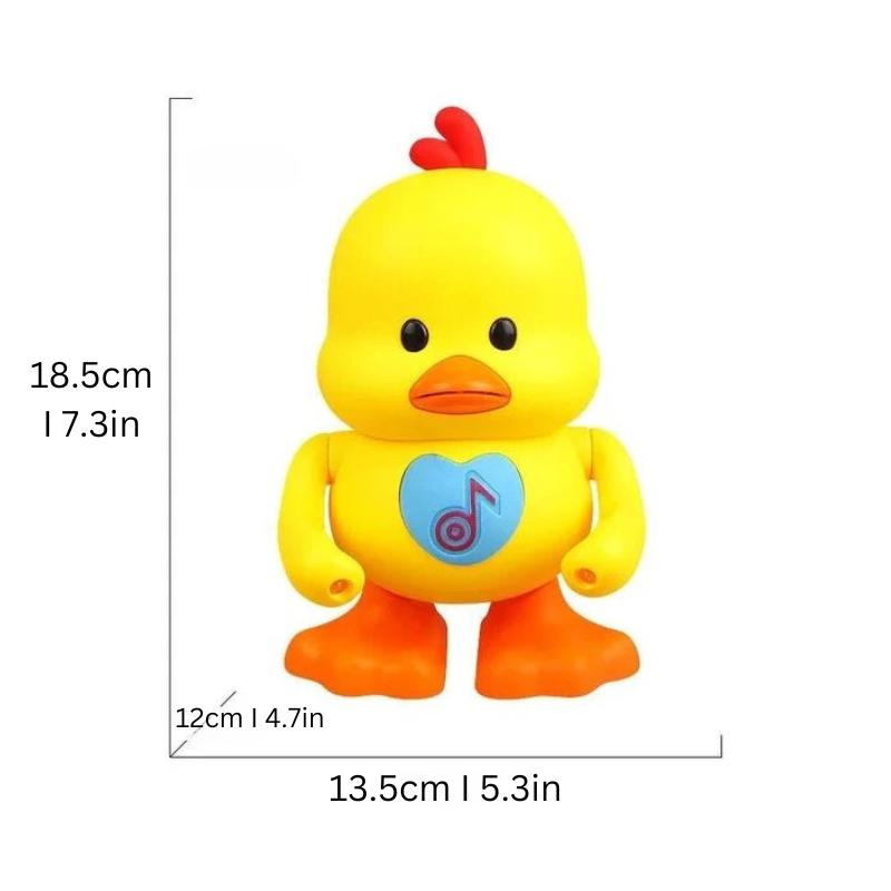 Toddler-friendly educational dancing duck toy with flashing LED lights for engaging children's playtime