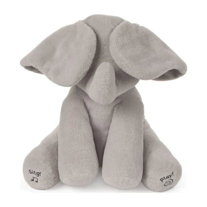 Cute elephant plush toy, musical and interactive, perfect baby gift for kidsroom decor.