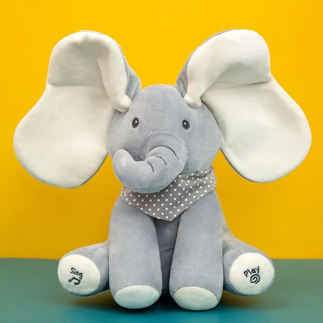 Kidsroom scene with a soft musical elephant toy, delightful interactive comfort for children.