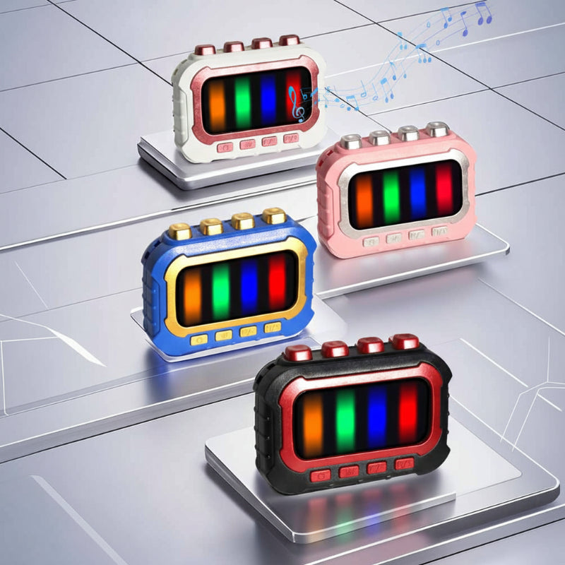 Packaging of the interactive musical fidget game, highlighting its stress relief and focus benefits