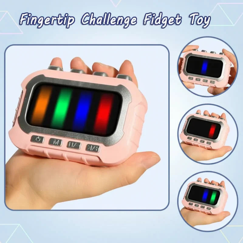 Close-up of a musical fidget game showing colorful buttons, engaging for sensory play
