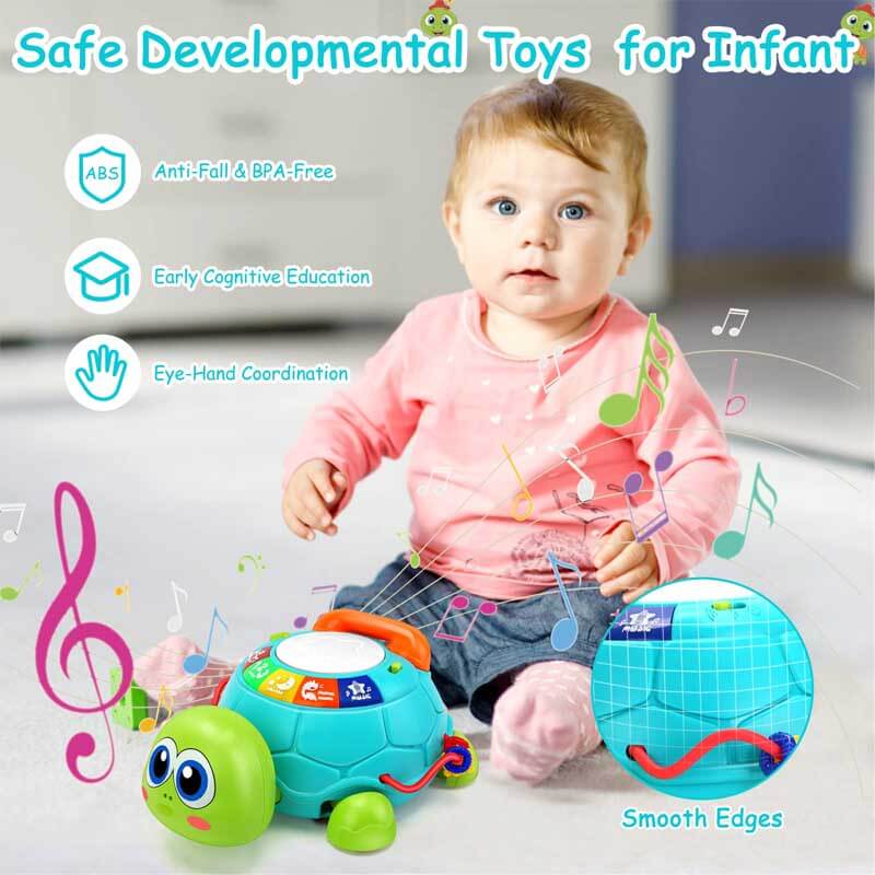Boxed interactive musical turtle crawling toy, perfect educational gift for infants and toddlers