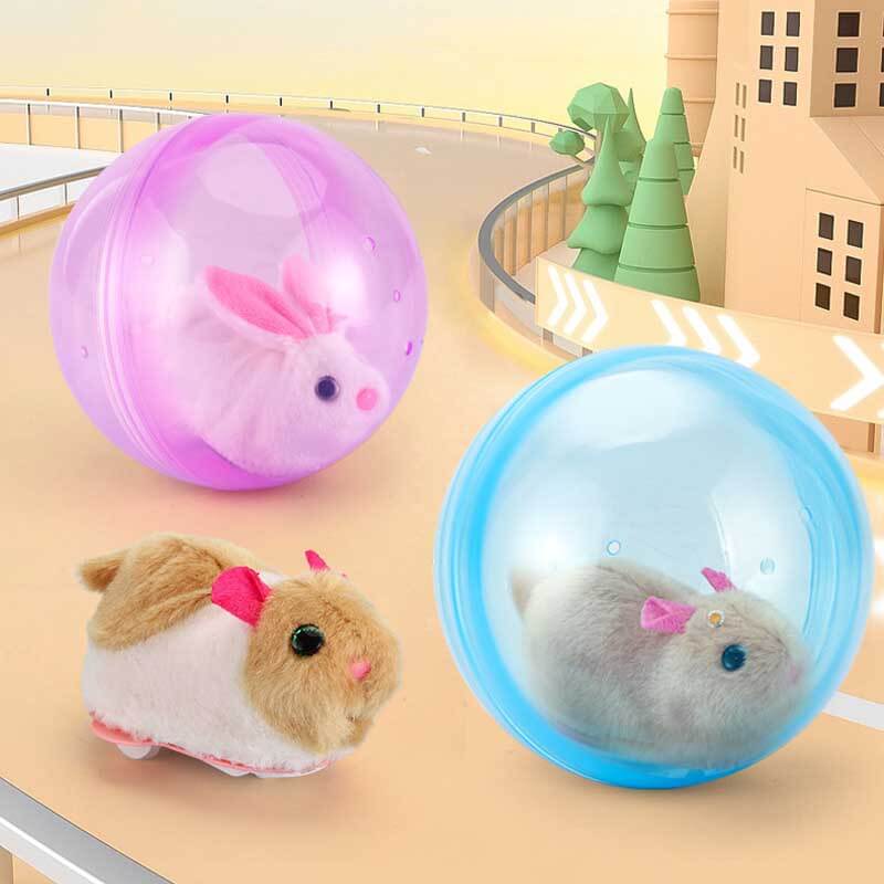 Developmental rolling toy, an interactive hamster ball for infant and cat play.