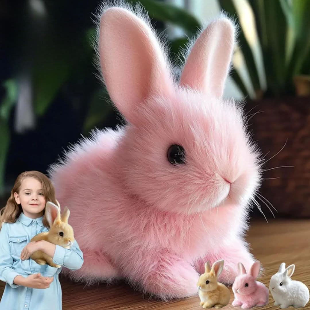 Interactive plush bunny, a talking & moving stuffed animal. Ideal kids' birthday or Christmas gift, soft & fun.