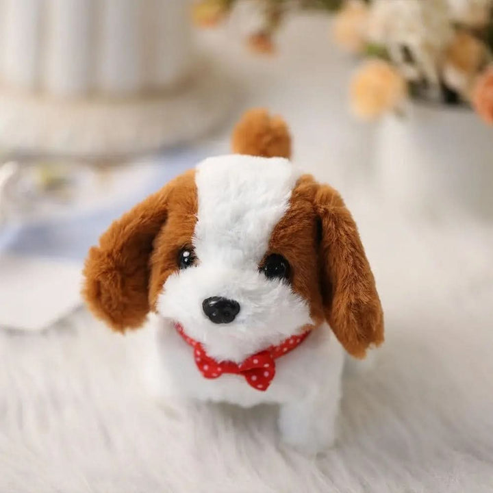 Soft, movable stuffed animal dog toy, perfect for kids' interactive play & role-play fun.
