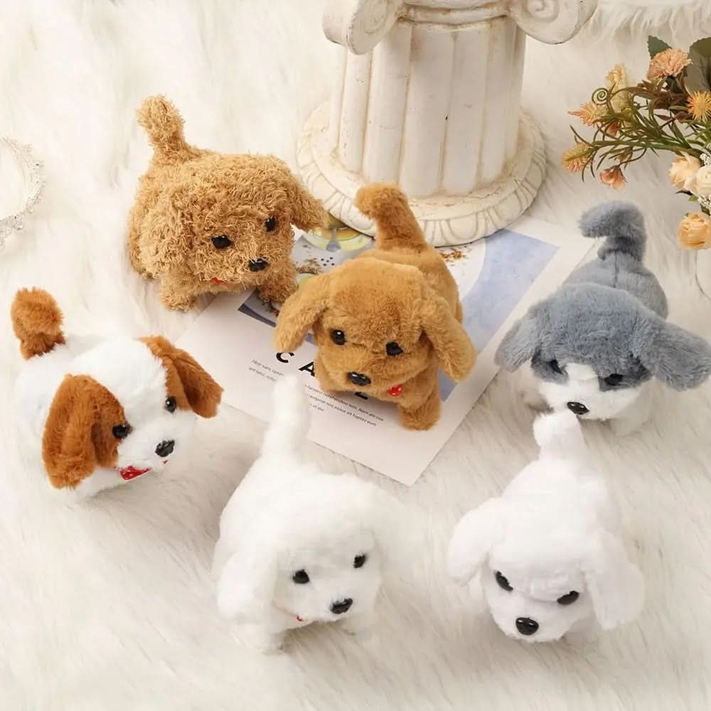 Children's interactive plush dog toy, a movable animal friend & great gift for imaginative play.