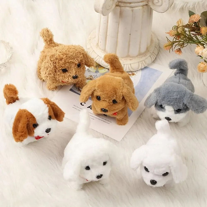 Children's interactive plush dog toy, a movable animal friend & great gift for imaginative play.