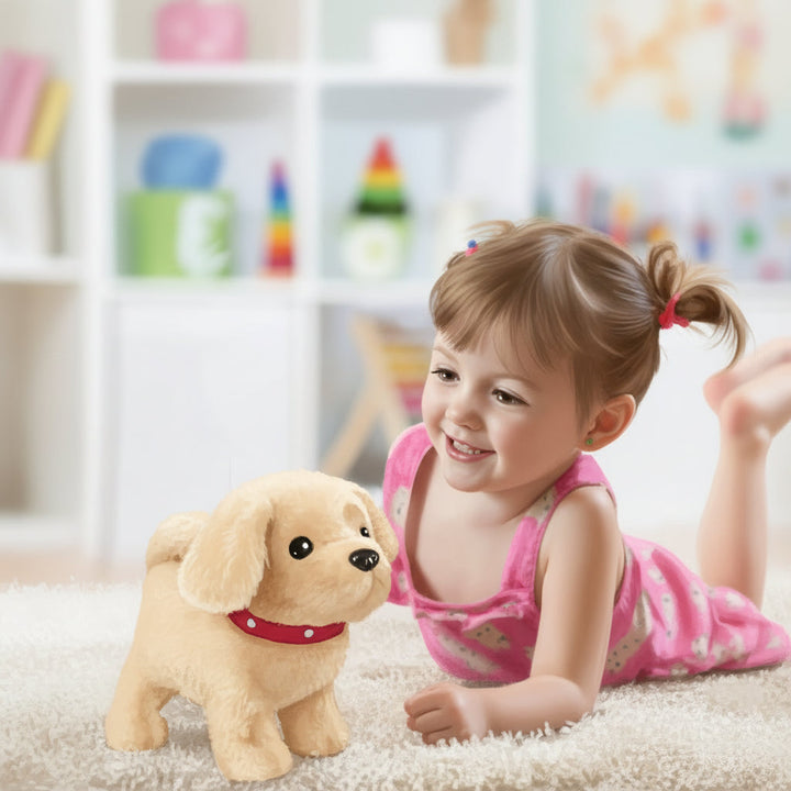 Kids' movable plush dog toy, interactive for fun imaginative play. A soft animal companion for role-play.