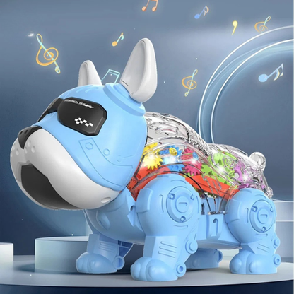 Interactive RoboPup musical walking puppy toy in white and blue, perfect for toddler playtime.