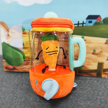 Interactive rotating carrot juicer plush toy for kids, soft and colorful play