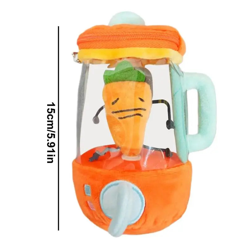Plush carrot juicer toy for kids, a soft and interactive blender toy for playtime