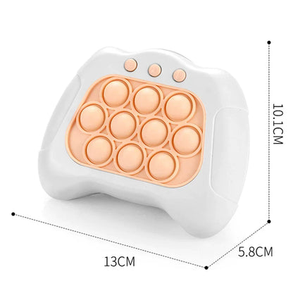 Kids and adults playing with an interactive sensory pop game, a colorful fidget toy for family fun and developmental play