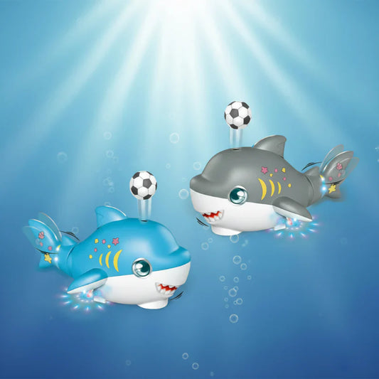 Interactive shark toy with colorful lights and music, perfect for kids' playtime.
