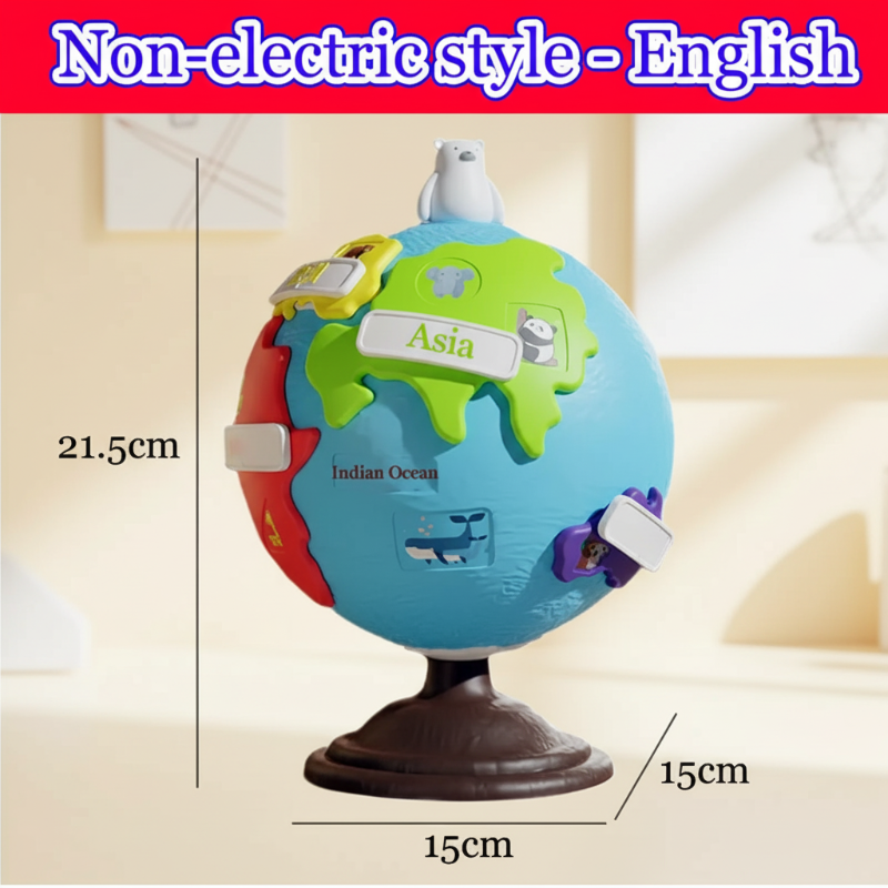 Puzzle game and geographic learning with the SmartWorld interactive musical globe