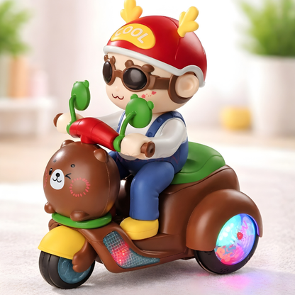 Interactive spinning stunt scooter toy for kids with LED lights, developing motor skills, active play