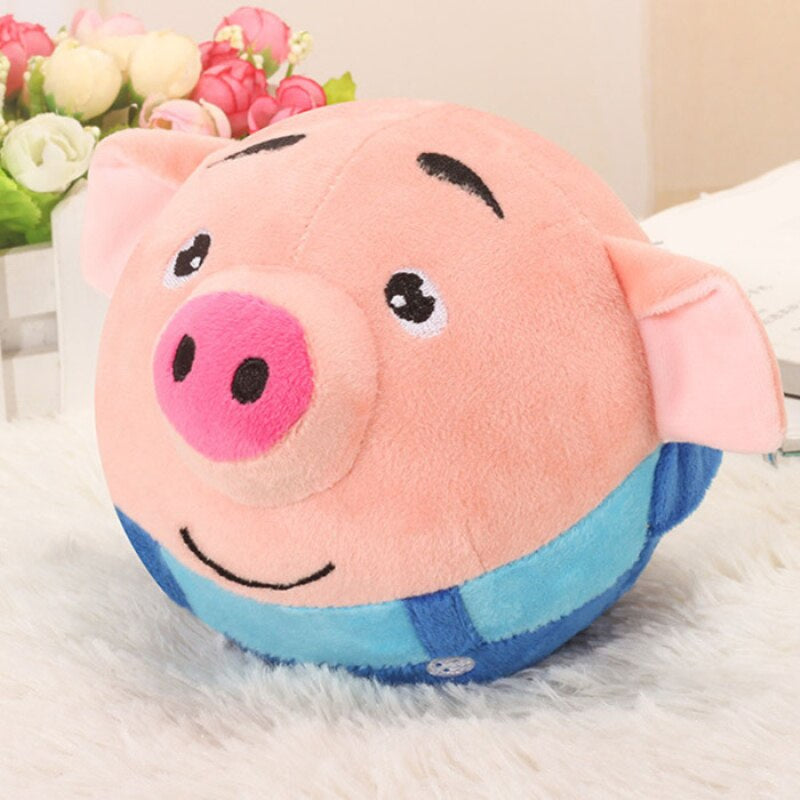 Rechargeable jumping pig toy, plush and washable, perfect interactive gift for toddlers