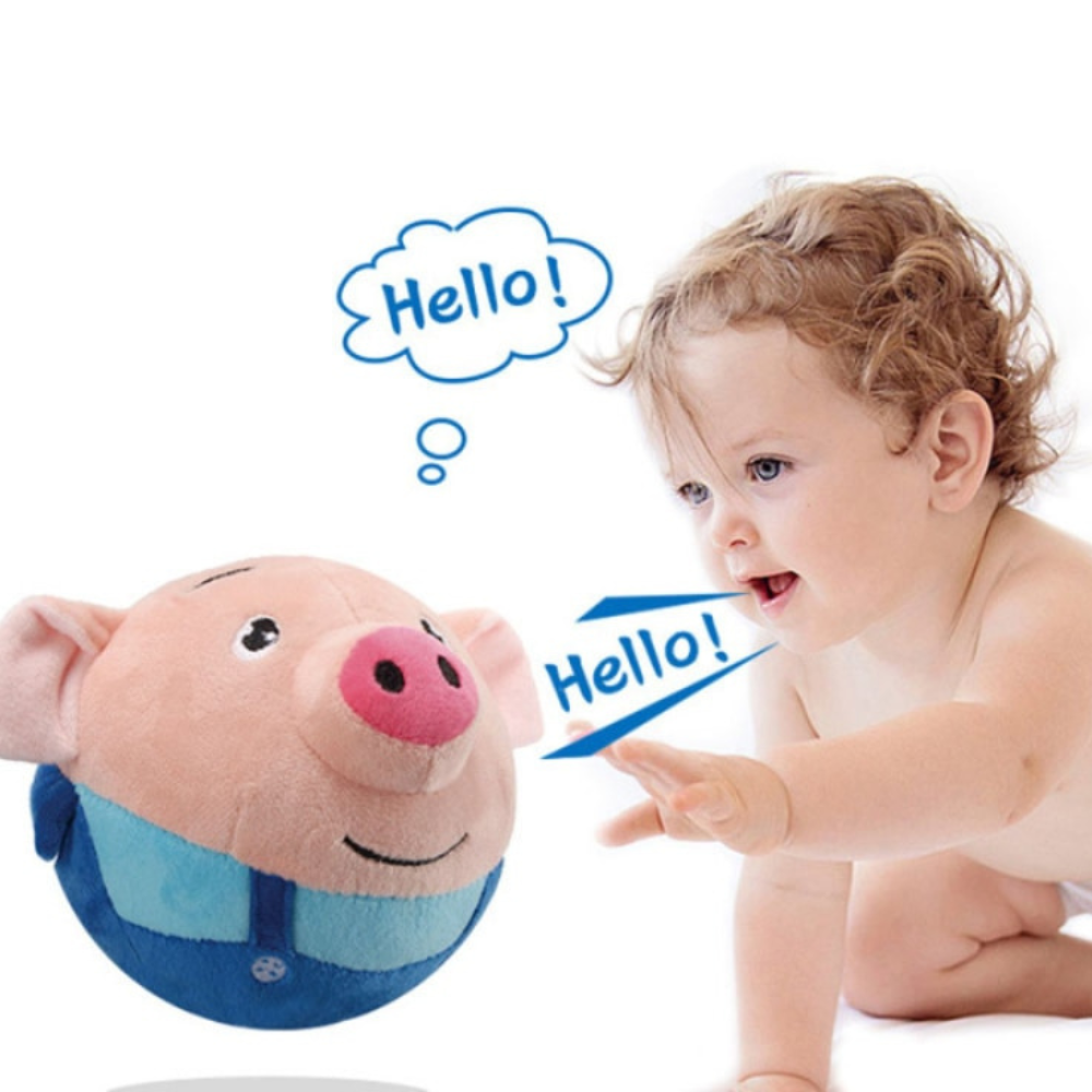 Washable talking and jumping pig toy, a delightful plush companion for young children