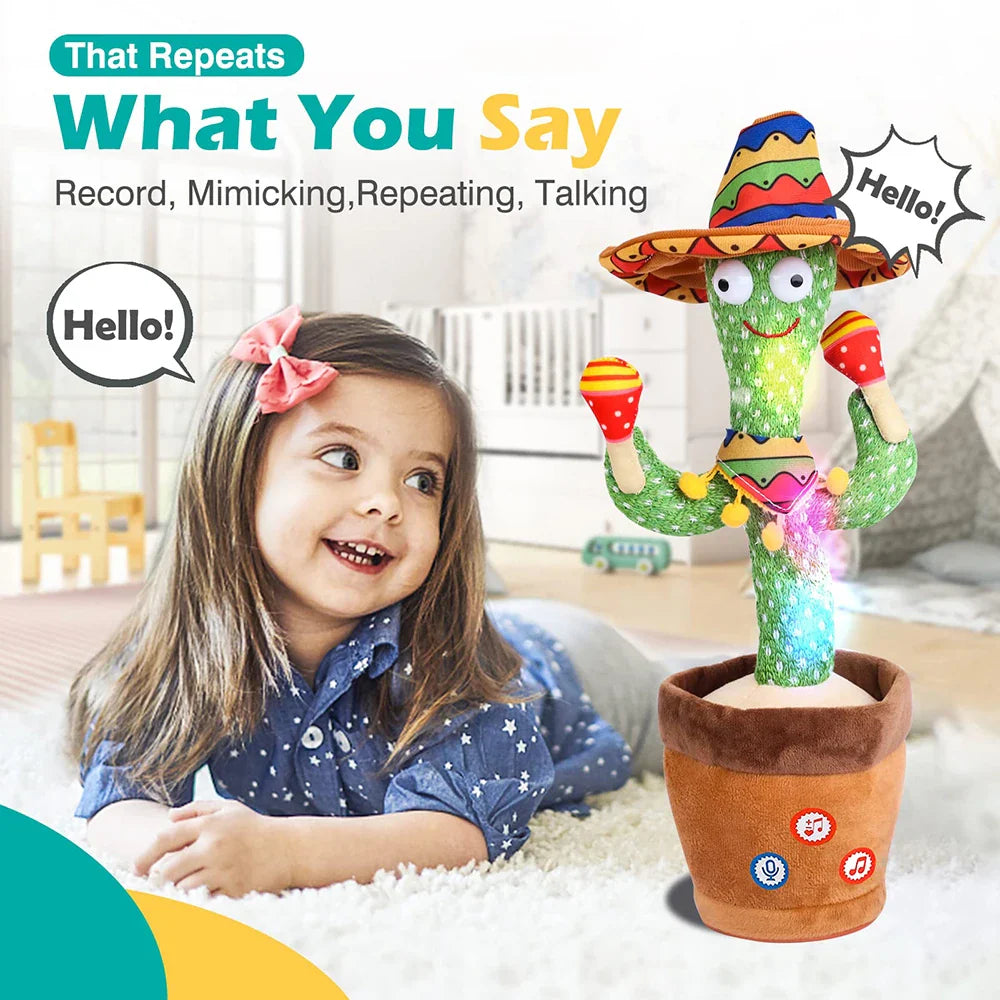 Dancing cactus toy for babies, plush, sings songs, educational and interactive gift
