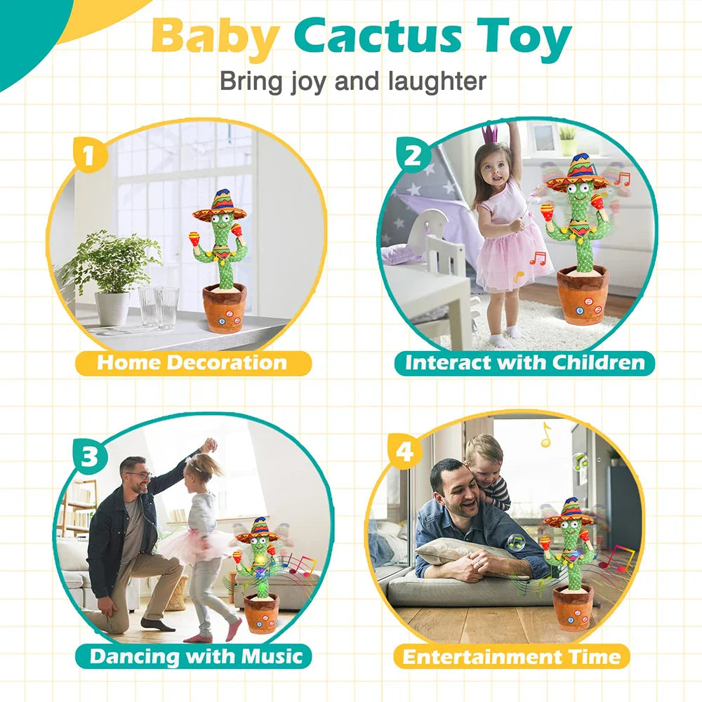 Cute talking cactus baby toy, sings and dances, perfect interactive toddler gift