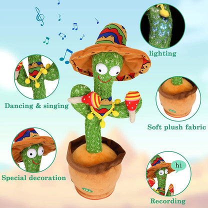 Plush dancing cactus with songs, USB charging, engaging educational toy for children